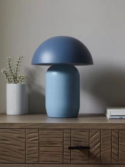 Mushroom Rechargeable Dimmable Table Lamp,Haze Blue/Lake Blue