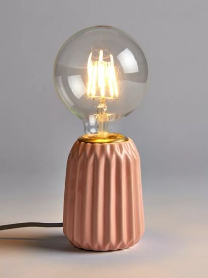 Ceramic Bulbholder Table Lamp,Pale Pink