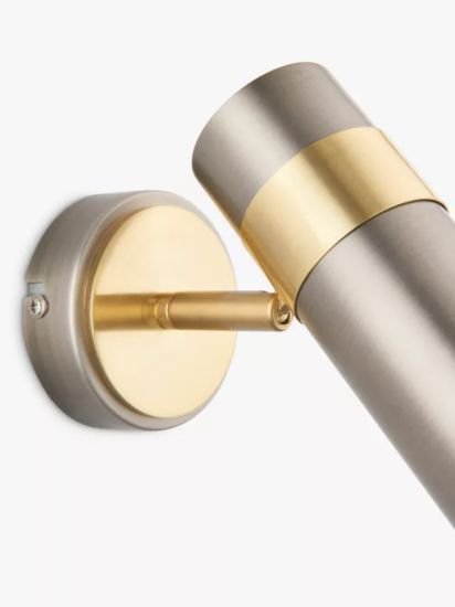 Single Spotlight Wall Light, Matte Nickle/Gold